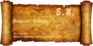 Bagosi Miksa névjegykártya